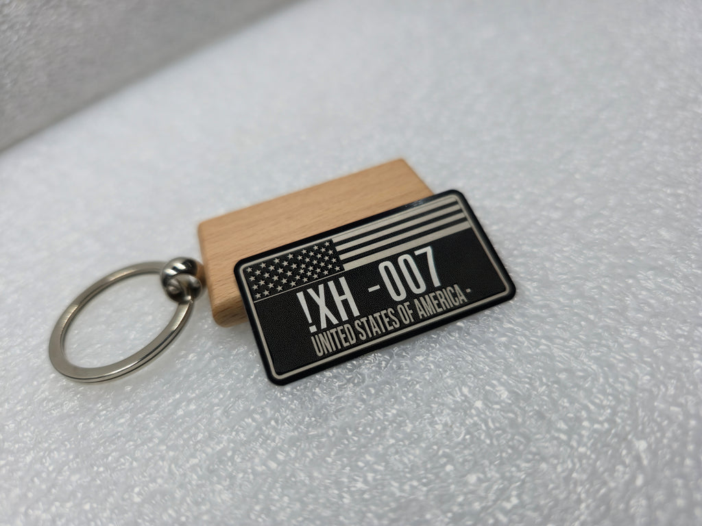 🚗 Custom Mini Number Plate Keychain – Wood or Stainless Steel