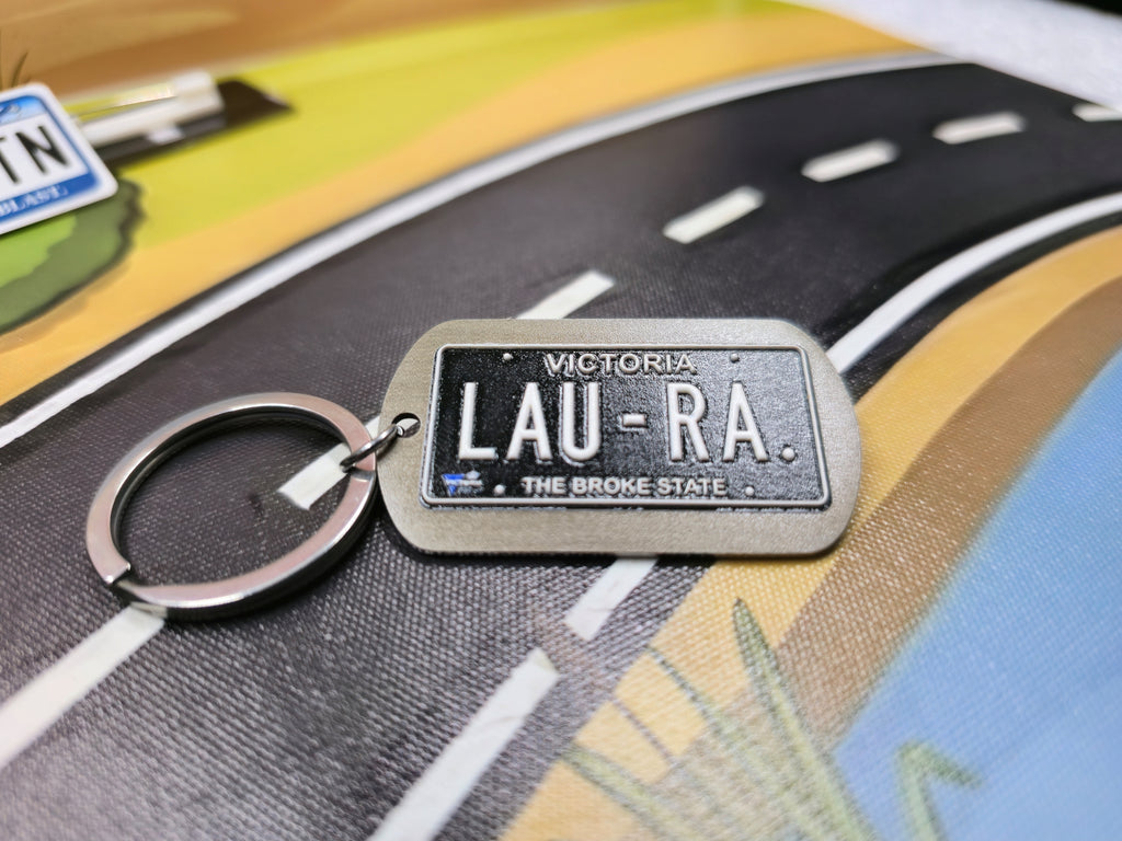 🚗 Custom Mini Number Plate Keychain – Wood or Stainless Steel