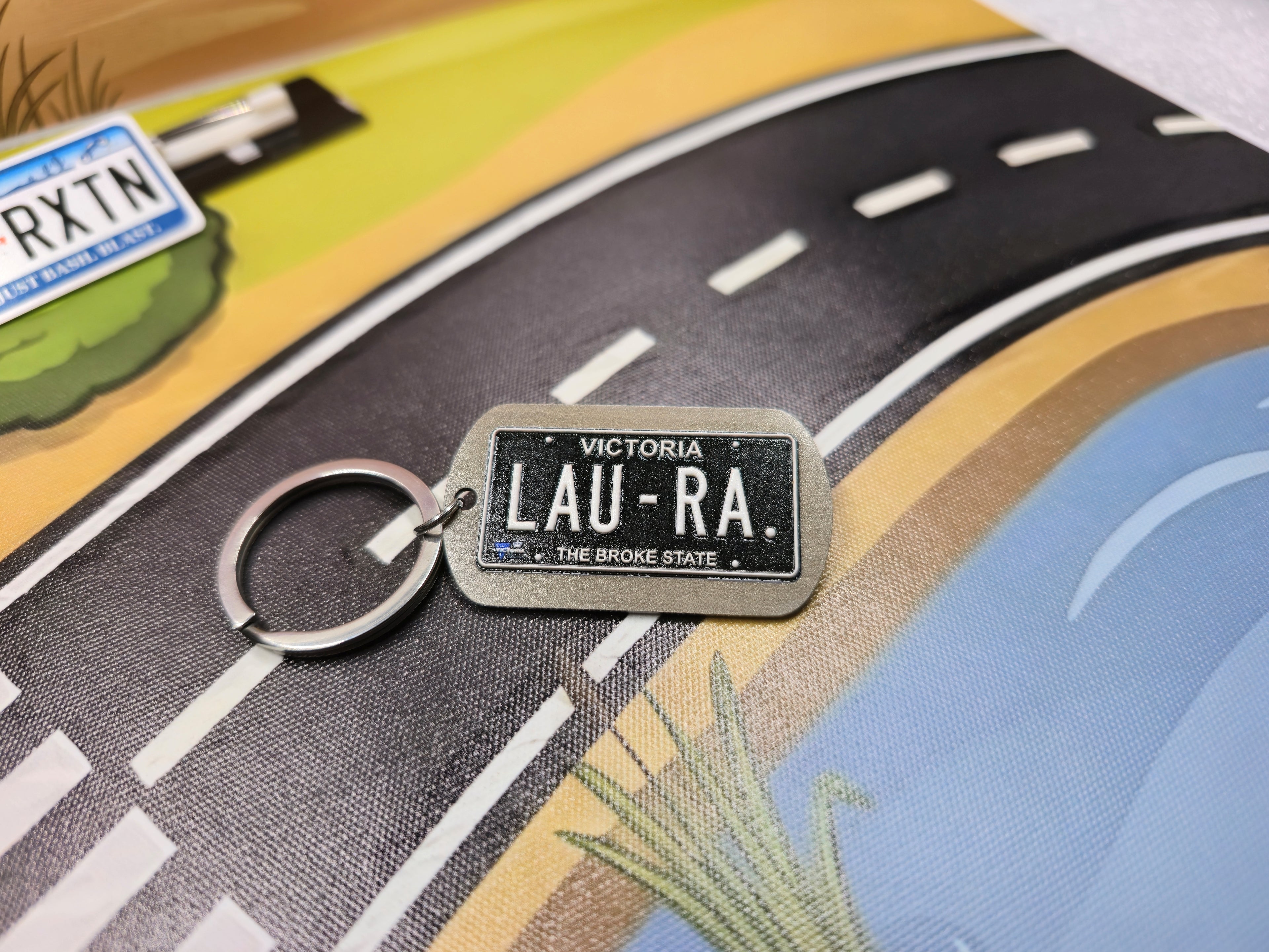 🚗 Custom Mini Number Plate Keychain – Wood or Stainless Steel
