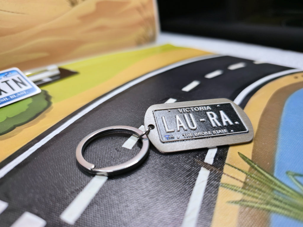 🚗 Custom Mini Number Plate Keychain – Wood or Stainless Steel